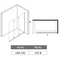 vidaXL Faltbare Duschkabine 3 Paneele ESG 130 x 138 cm