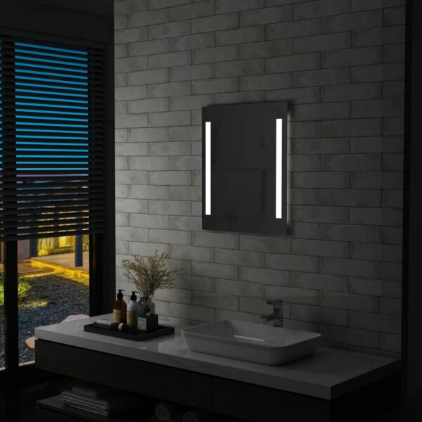 vidaXL Badezimmer-LED-Wandspiegel mit Regal 50&times;70 cm