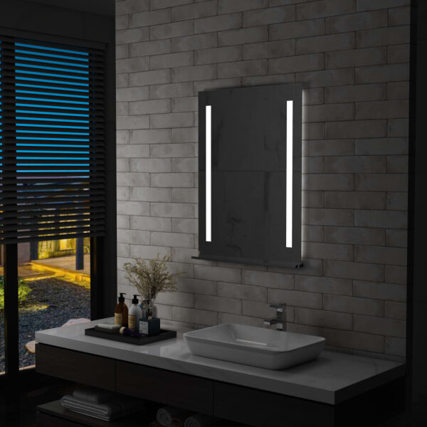 vidaXL Badezimmer-LED-Wandspiegel mit Regal 60&times;80 cm