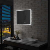 vidaXL LED-Badspiegel mit Touch-Sensor und Zeitanzeige 80×60 cm