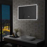 vidaXL LED-Badspiegel mit Touch-Sensor und Zeitanzeige...