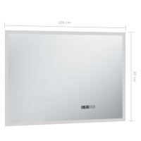 vidaXL LED-Badspiegel mit Touch-Sensor und Zeitanzeige 100×60 cm