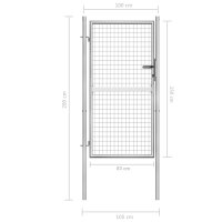 vidaXL Gartentor Verzinkter Stahl 105x200 cm Silbern