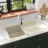 vidaXL Granitsp&uuml;le Einzelbecken Beige