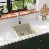 vidaXL Granitspüle Einzelbecken Beige