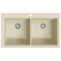 vidaXL Granitsp&uuml;le Doppelbecken Beige