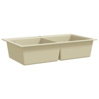 vidaXL Granitsp&uuml;le Doppelbecken Beige