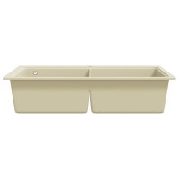 vidaXL Granitsp&uuml;le Doppelbecken Beige