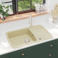 vidaXL Granitsp&uuml;le Einzelbecken Beige