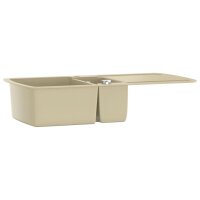 vidaXL Granitsp&uuml;le Doppelbecken Beige