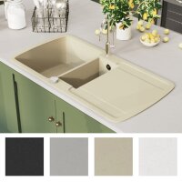 vidaXL Granitsp&uuml;le Doppelbecken Beige