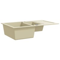 vidaXL Granitsp&uuml;le Doppelbecken Beige