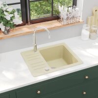 vidaXL Granitspüle Einzelbecken Beige