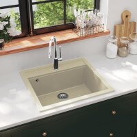 vidaXL Granitspüle Einzelbecken Beige