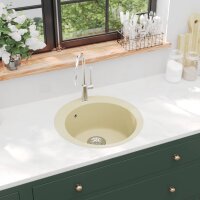 vidaXL Granitsp&uuml;le Einzelbecken Rund Beige