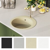 vidaXL Granitsp&uuml;le Einzelbecken Rund Beige