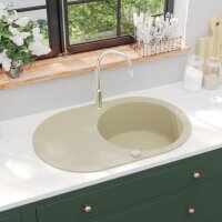 vidaXL Granitsp&uuml;le Einzelbecken Oval Beige