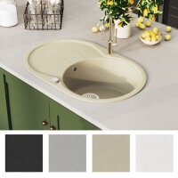 vidaXL Granitsp&uuml;le Einzelbecken Oval Beige