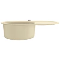 vidaXL Granitsp&uuml;le Einzelbecken Oval Beige