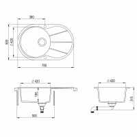 vidaXL Granitsp&uuml;le Einzelbecken Oval Wei&szlig;