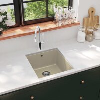 vidaXL Granitspüle Einzelbecken Beige