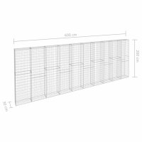 vidaXL Gabionenwand mit Abdeckung Verzinkter Stahl 600&times;30&times;200 cm