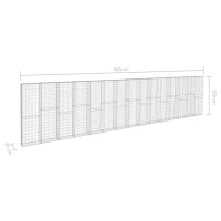 vidaXL Gabionenwand mit Abdeckung Verzinkter Stahl 900&times;50&times;200 cm