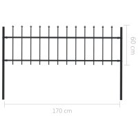 vidaXL Gartenzaun mit Speerspitzen Stahl 1,7 x 0,6 m Schwarz