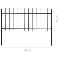 vidaXL Gartenzaun mit Speerspitzen Stahl 1,7 x 0,8 m Schwarz