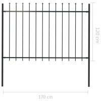 vidaXL Gartenzaun mit Speerspitzen Stahl 1,7 x 1,2 m Schwarz