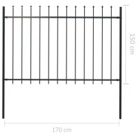 vidaXL Gartenzaun mit Speerspitzen Stahl 1,7 x 1,5 m Schwarz