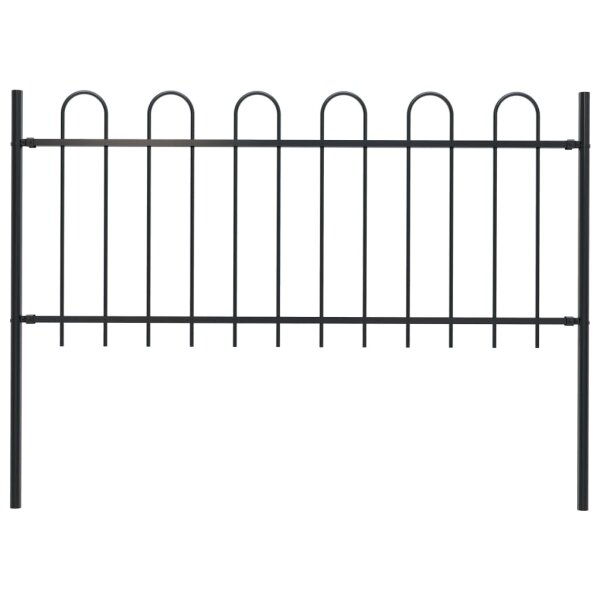 vidaXL Gartenzaun mit Bügel-Design Stahl 1,7 m Schwarz