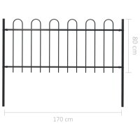 vidaXL Gartenzaun mit Bügel-Design Stahl 1,7 m Schwarz
