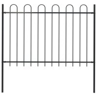 vidaXL Gartenzaun mit Bügel-Design Stahl 1,7 m Schwarz
