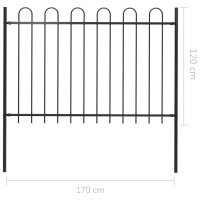 vidaXL Gartenzaun mit Bügel-Design Stahl 1,7 m Schwarz