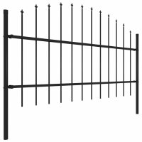 vidaXL Gartenzaun mit Speerspitzen Stahl (0,75 - 1) x 1,7 m Schwarz