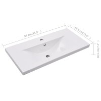 vidaXL Einbauwaschbecken 81x39,5x18,5 cm Keramik Wei&szlig;