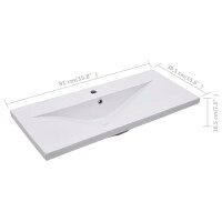 vidaXL Einbauwaschbecken 91x39,5x18,5 cm Keramik Wei&szlig;