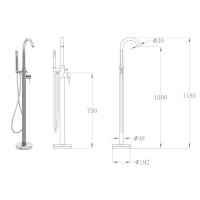 vidaXL Freistehende Badewannenarmatur Edelstahl 118,5 cm