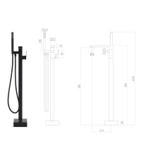 vidaXL Freistehende Badewannenarmatur Schwarz Edelstahl 90 cm