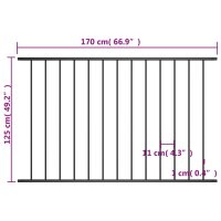 vidaXL Zaunfeld Pulverbeschichteter Stahl 1,7 x 1,25 m Schwarz