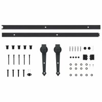 vidaXL Schiebet&uuml;rbeschlag-Set 200 cm Stahl Schwarz