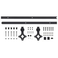 vidaXL Schiebet&uuml;rbeschlag-Set 183 cm Stahl Schwarz