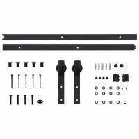 vidaXL Schiebet&uuml;rbeschlag-Set 183 cm Stahl Schwarz