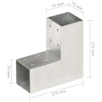 vidaXL Pfostenverbinder 4 Stk. L-Form Verzinktes Metall 71 x 71 mm