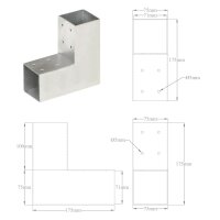 vidaXL Pfostenverbinder 4 Stk. L-Form Verzinktes Metall 71 x 71 mm