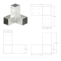 vidaXL Pfostenverbinder 4 Stk. Y-Form Verzinktes Metall 71 x 71 mm