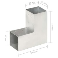 vidaXL Pfostenverbinder 4 Stk. L-Form Verzinktes Metall 81 x 81 mm