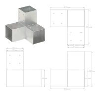 vidaXL Pfostenverbinder 4 Stk. Y-Form Verzinktes Metall 91 x 91 mm