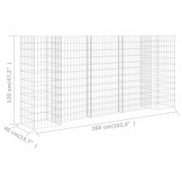 vidaXL H-f&ouml;rmiger Gabionen-Pflanzkorb Stahldraht 260x40x120 cm